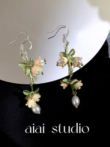 White Bellflower Ancient Chinese Style Earrings Fairy Tale Forest System New 2025 Girls Clavicle Chain Ear Clip for Besties