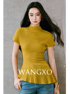WANGXO | Áo Thun Dệt Linen Hình Dáng Curvy