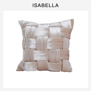 Pink Silk Blend French Style Romantic Soft Square Pillowcase for Nap Time Sofa Living Room Pure Color Cushion Cover