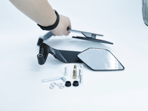 Funtimes Carbon Wind Wing Rotating Side Mirror V5 Stem Universal 14*8Cm Wide View Stealth Mirror