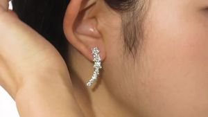 Pretty Beauty Moissanite Floral Star Pave Stud Earrings for Women 925 Sterling Silver Crawler Earrings Hypoallergenic Jewelry