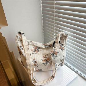 Large Capacity Canvas Floral Womens Bag 2025 Summer New Style Commuter Moon Dent Dumpling Bag Versatile Single Shoulder Slant Bag