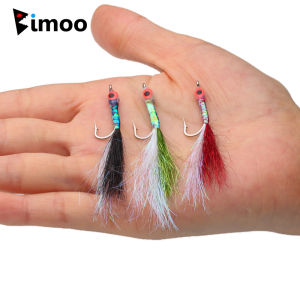 Bimoo 6pcs #4 #6 Epoxy 3D Fish Eyes Minnow Streamer Fly Freshwater Saltwater Fishing Flies Trout Bass Pike Fishing Lures Baits
