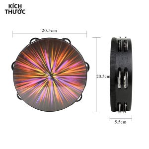 IRIN | Đàn Tambourine Tay Cầm Hai Hàng Màu Sắc 8 Inch Khung Gỗ Nhạc Cụ Orff Dùng Cho Khiêu Vũ Và Đệm Hát Trong Các Bữa Tiệc