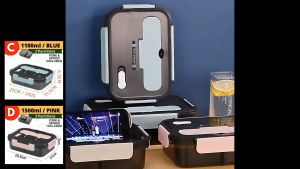 Bento Lunch Box Microwave Safe Freeze Safe Leak Proof Design with Secure Clips and Silicone Seal