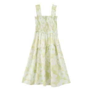 Printed Pleated Halter Strap Dress