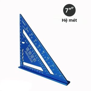 Thước Đo Góc Tam Giác Hợp Kim Nhôm 7 Inch Dụng Cụ Đo Cho Thợ Mộc Đo Inch & Mét Thước Êke Tốc Độ Cao Dùng Trong Chế Tác Gỗ
