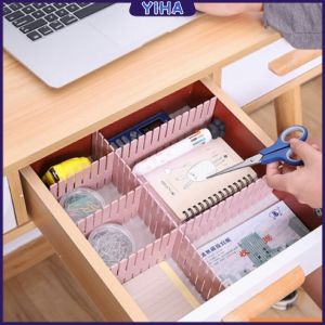 Yiha ตัวแบ่งลิ้นชักเก็บของ จัดระเบียบพาร์ติชั่นการจำแนกแบ่งลิ้นชักพลาสติก สปอตสินค้า Drawer storage divider