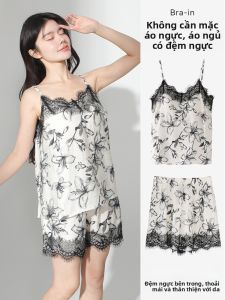 MiiOW | Bộ đồ ngủ ren mỏng mùa hè cho nữ có đệm ngực MiiOW Cat Person Home Clothes Áo vest dây Thiết kế cao cấp thoáng khí thoải mái