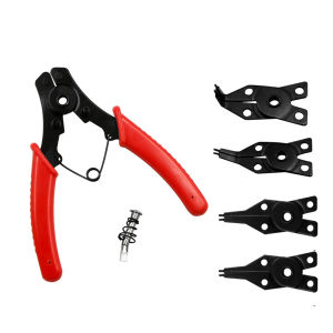 Talao 4 In 1 Circlip Pliers Internal External Curved Straight Pliers Retaining Clips Snap Ring Tip Multitool Pliers Red