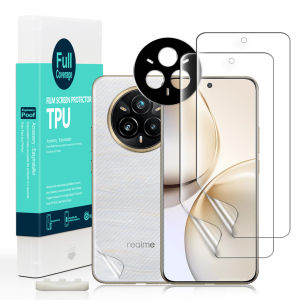 Ibywind For Realme 14 Pro+ 5G Screen Protectorwith 2Pcs Flexible TPU Film1Pc Camera Lens Protector1Pc Backing Carbon Fiber Film [Fingerprint ReaderEasy to install