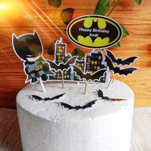 Aksesoris Kue Ulangtahun Tema Batman Bisa Request Nama! Topper Kue Custom Nama Karakter Batman