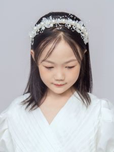 Princess Crown Headwear เพิร์ลดอกไม้แหวนเด็กงานแต่งงาน Stage Props หญิง Hairband < Ne1> อุปกรณ์เสริมสไตล์เจ้าหญิง