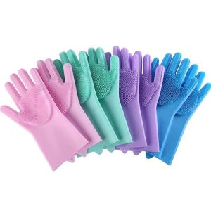 Pet Grooming Cleaning Gloves Dog Cat Bathing Shampoo Glove Scrubber Magic Dishwashing Cleanner Sponge Silicon Hair Removal Glove