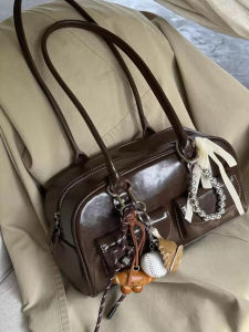 กระเป๋าสะพายไหล่ทรงถั่วขนาดใหญ่สำหรับผู้หญิง ฤดูใบไม้ร่วง/ฤดูหนาว กระเป๋าสะพายข้างแบบถือได้ ความจุขนาดใหญ่ สไตล์ย้อนยุค กระเป๋าถือแบบลำลอง