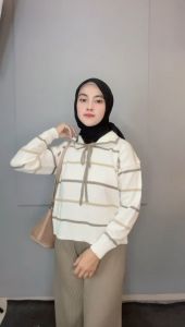 Oneset Laras Polo Kancing Tali Setelan Celana Kulot Rajut Premium Wanita Lengan Panjang Kekinian