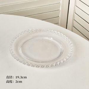 Retro Glass Plate Heart Shaped Fruit Dessert Plate Elegant Breakfast Cake Pastry Tray Nordic Style All Purpose round Plate