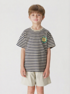 Marc&Janie | Boys Summer Squirrel Stripe Short Sleeve T-Shirt