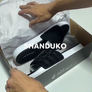 Sandal Slide Pria Wanita Slip On Casual Distro Fashion Sendal Selop Slop Kekinian Keren Sehari hari Terbaru Coklat Brown Shanduko Original Asli Premium LAF Project