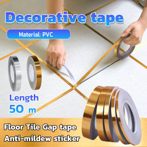 Digeo 50M Floor Tile Gap Tape Wall Tile Strip Seam Sticker Gold/Silver Colors Waterproof Mildewproof Wall Tape