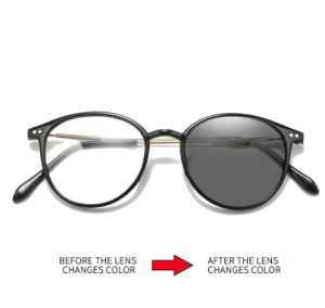 Ultra-Light Cold Brown Pure Titanium round Frame Glasses Women Can Match Korean Square round Face Plain Face Anti-Blue Light Eyes