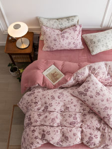 Girls Texture Carved Milk Velvet Four-Piece Bedding Set 2024 Winter Coral Velvet Duvet Cover Bedding Home Use Bedding