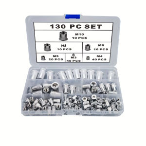 Bộ Dụng Cụ Đinh Tán Kết Hợp Hệ Mét 130 Món Đầu Bằng Nhôm Khía Ren Chìm Dùng Cho Các Dự Án Chế Tạo Kim Loại Tự Làm