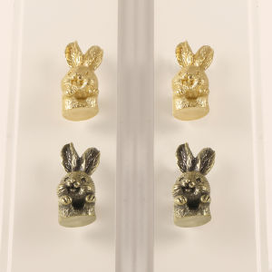 Pure Brass Rabbit Handle Cute Drawer Cabinet Door Vintage Chinese Style Golden Middle Ancient Kitchen Cabinet Pulls Hardware