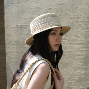 Mũ Rơm Gấp Kiểu Pháp Bằng Vải Lanh Cotton Mùa Hè Mới Nướng Ngắn Phong Cách Mới Cho Nữ Mũ Rơm Giản Dị Mũ Rơm Phẳng