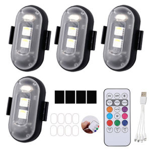 JOCESTYLE | 2/4/6PCS Wireless LED Strobe Lights with Remote Control 7 Colors USB Rechargeable LED Lights for Cars Bikes Motorcycles Drone