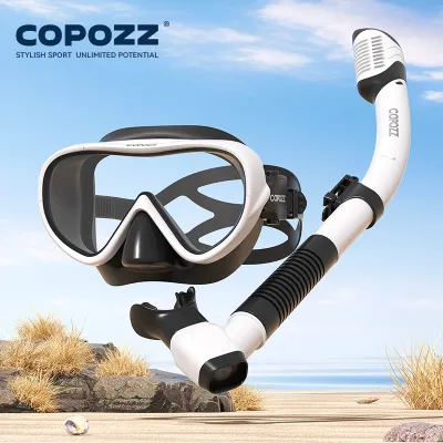 COPOZZ | COPOZZ Professional Diving Mask Full Vision Mask Underwater Snorkel Mask Set Swimming Snorkel HD Anti Fog Diving Equipment