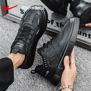 Warrior Mens Shoes Casual Sporty Thick Bottom Heightening Black Board Shoes for Autumn And Spring Youth Wear Comfortable Sneakers