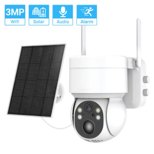 Hamrol 5MP Outdoor Solar PTZ WiFi IP Camera With Rechargeable Battery PIR Human Detection Wireless CCTV Camera Connect to Cellphone With Voice iCsee APP