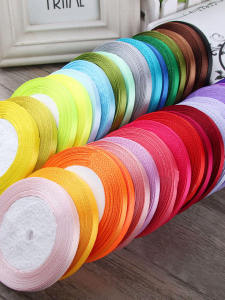 6mm Wide Red Satin Ribbon Fabric Silk Thread Gold Line Packaging Braid Headwear Accessories DIY Sewing Materials Home Crafts