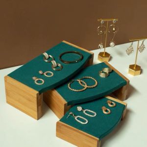 3 Cái/bộ Giá Đỡ Trưng Bày Trang Sức Bằng Gỗ Nguyên Khối - Giá Đỡ Vòng Cổ Mặt Dây Chuyền Bằng Da PU Nhung Giá Đỡ Vòng Tay Nhẫn Bông Tai Cho Phụ Kiện Thời Trang