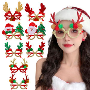 Christmas Funny Glasses Cartoon Plastic Non-woven Santa Claus Snowman Elk Glasses Xmas New Year Decoration Photography Props