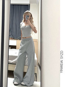 Quần Tây Nữ Eo Thấp Và Thiết Kế Ống Rộng Dễ Dàng Nhất Phù Hợp Với Màu Xám Dài Trung Bình Hoàn Hảo Cho Mùa Thu