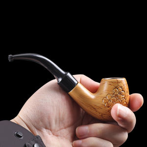 1pcs Classical Bent Pattern Carving Detachable Easy Clean Tobacco Use Smoking Pipe With Filter
