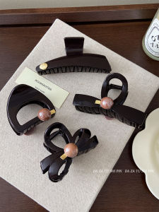 กิ๊บติดผมรูปฉลามสีน้ำตาลกลมระบายผมสุดหรูหราสำหรับผู้หญิง กิ๊บติดผมแบบหัวเข็มขัดทองว่างโปร่งใส ประดับผมด้านหลังศีรษะ สไตล์เกาหลี