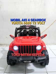 Mobil Aki Anak Laki Laki Jeep 12 Volt Yukita 6699 4 Gearbox Dengan Remot Control