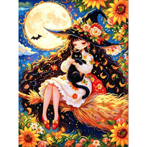 Jigsaw Puzzle 1000pcs For Adults Enchanted Witch Black Cat Design Rectangle Paper Arts And Crafts Home Decor Gift Brain Teaser