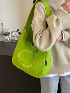Minimalist Commuter Tote Bag Fashion Canvas Shoulder Bag Handbag Work Bag Letter Pattern Crossbody Bag Soft Fabric Large Size