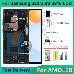 AMOLED For Samsung S23 Ultra 5G LCD Display Touch Screen Digitizer for Samsung S23 Ultra S918 S918B S918U LCD With Frame