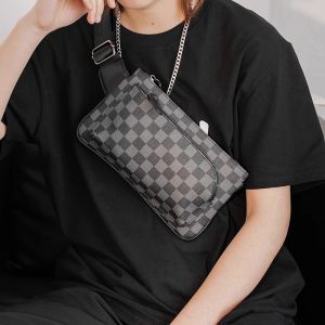 Mens Waist Bag Chest Bag Casual Crossbody Phone Bag Fashionable Single Shoulder Backpack Leisure Street Style PU Material