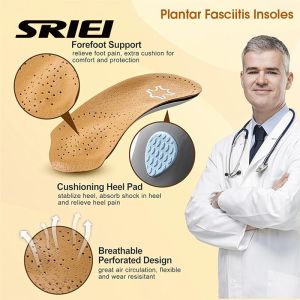 SRIEI 1Pair Orthotics Insoles 3/4 Plantar Fasciitis Insoles High Arch Supports รองเท้าพื้นรองเท้าสําหรับเท้าแบน Over-Pronation Foot Pain Relief Orthotics Heel Cushion Inserts for Running Walking