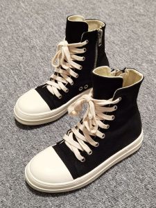 รองเท้าผ้าใบส้นสูงสำหรับผู้หญิง ทรงบาง สไตล์เกาหลี รองเท้าผ้าใบสีดำ สไตล์วินเทจ รองเท้าผ้าใบแบบสวมสำหรับคู่รัก รองเท้าส้นแบน สไตล์ฮิปฮอป