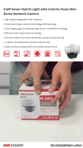 DS-2CD2187G2H-LI Hikvision 8 MP Smart Hybrid Light with ColorVu