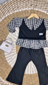 Setelan Smile Kotak 0-7 tahun Baju Set Celana Cutbray Bayi Anak Perempuan Gubaby