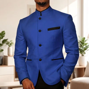Jacket Slim Fit 1 Piece Single Breasted Formal Tuxedo Mandarin Stand Collar Round Buttons Wedding Corporate Awards Wear