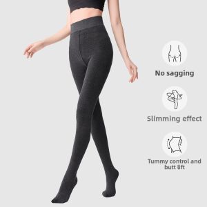 High Tall Extended Thickening Slimming Tights Black